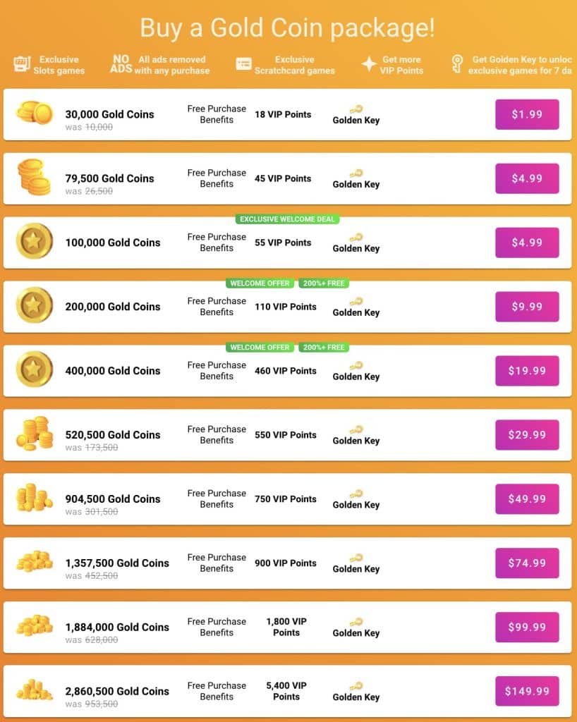 Pulsz Casino Gold Coins Packages