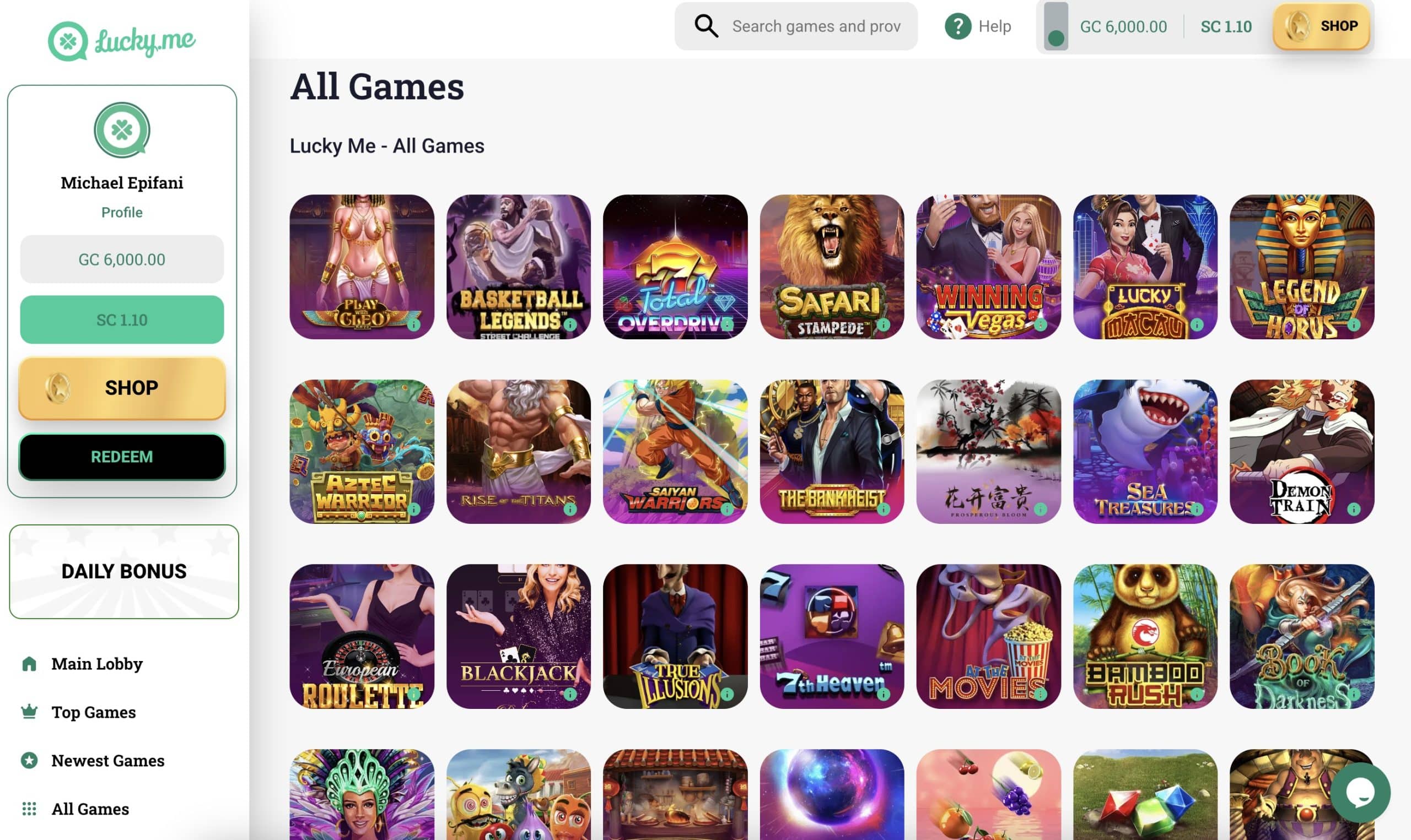Lucky.me Casino All Games
