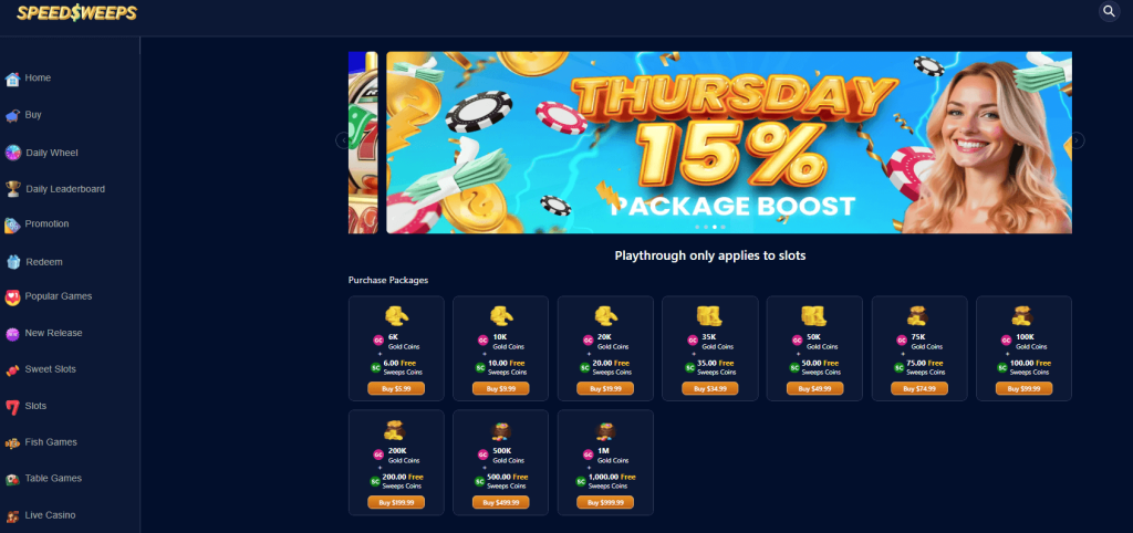 Coin Bonuses with SpeedSweeps promo code